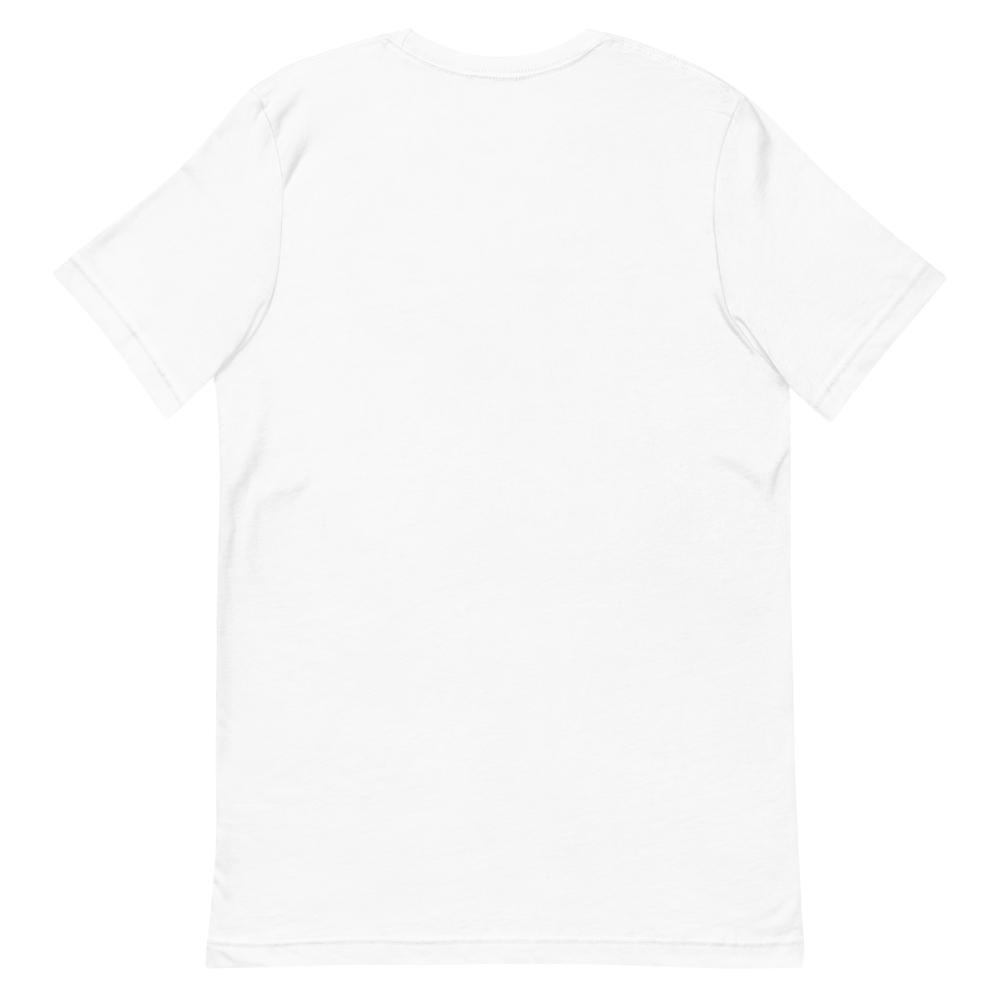 Plain back of the Night Arcade Familiar T-shirt; the illustration is printed on the front only